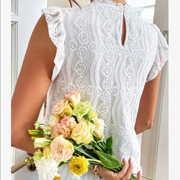 Boho Floral Mesh Lace Butterfly Sleeve Top Blouse Blue - Picture 6 of 14